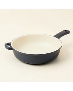 Ayesha Curry Home Collection 12 '' Porcelain Enamel Nonstick Covered Deep Skillet With Helper Handle (synthetic illustration; no displayed measurements)