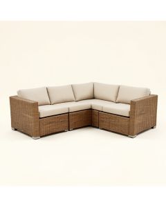 Cotswald 4 Piece Rattan Sectional Seating Group With Cushions (synthetic illustration; no displayed measurements)