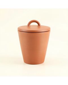 Reed Arc Storage Canister With Lid - Terracotta (synthetic illustration; no displayed measurements)