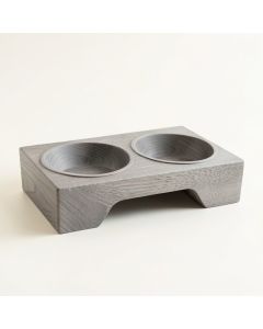 Cedar Bluff Pet Feeding Stand With Two Plain Empty Bowls - Gray (synthetic illustration; no displayed measurements)