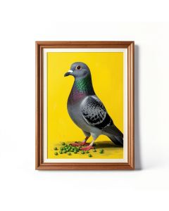 The Pigeon With Green Peas By Pablo Picasso Framed Painting Print (synthetic illustration; no displayed measurements)