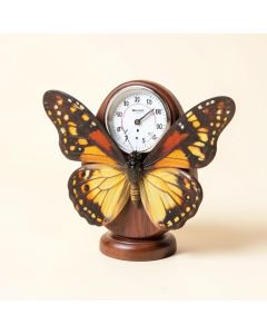 Mosaic Butterfly Poly Resin Clock With Thermometer (synthetic illustration; no displayed measurements)
