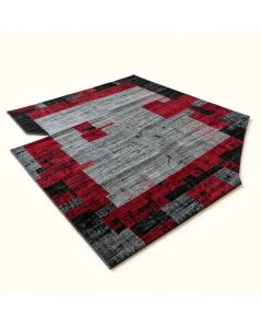Rectangle Jones Abstract Power Loom Gray/Red/Black Rug (synthetic illustration; no displayed measurements)