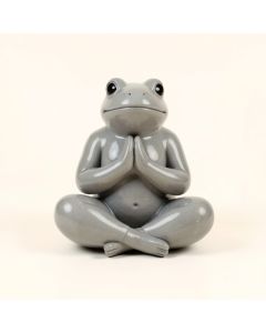 Meditating Ceramic Frog In Overhead Namaskara Position (synthetic illustration; no displayed measurements)