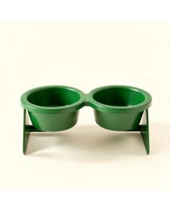 Moss Branch Pet Feeding Stand With Two Plain Empty Bowls - Green (synthetic illustration; no displayed measurements)