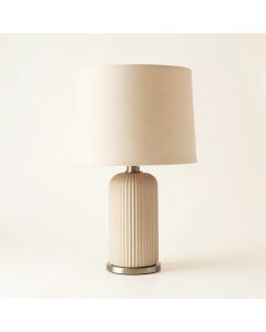 Hill Bend Table Lamp With A Plain Fabric Shade - Beige (synthetic illustration; no displayed measurements)