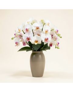 Silk Artificial Orchids Floral Arrangement In Vase (synthetic illustration; no displayed measurements)