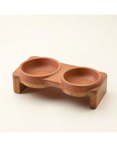 Juniper Field Pet Feeding Stand With Two Plain Empty Bowls - Terracotta (synthetic illustration; no displayed measurements)
