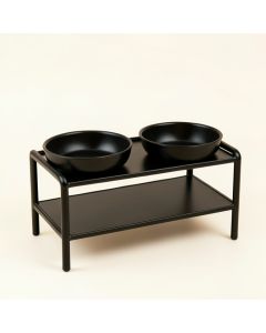 Heath Arc Pet Feeding Stand With Two Plain Empty Bowls (synthetic illustration; no displayed measurements)