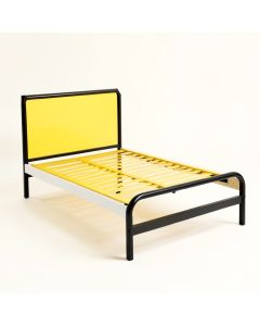 Metal Platform Bed With Headboard And Footboard , Yellow , Full (synthetic illustration; no displayed measurements)