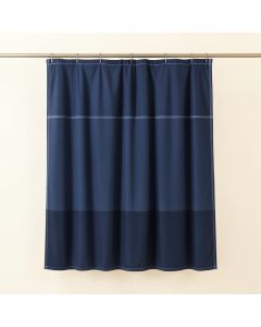 Birch Brook Shower Curtain Hanging Flat From A Plain Rod - Navy (synthetic illustration; no displayed measurements)