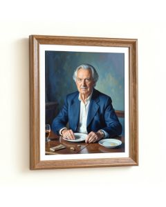 Portrait Of M.V . Dobuzhinsky At The Table By Kustodiev - Picture Frame Painting Print On Canvas (synthetic illustration; no displayed measurements)