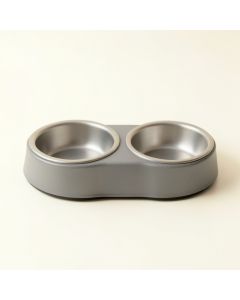 Dawn Branch Pet Feeding Stand With Two Plain Empty Bowls - Gray (synthetic illustration; no displayed measurements)