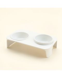 Stone Branch Pet Feeding Stand With Two Plain Empty Bowls - White (synthetic illustration; no displayed measurements)