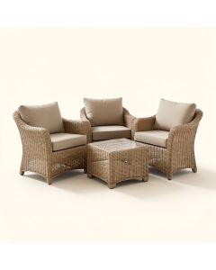 Sophia Outdoor 3 Piece Rattan Seating Group With Cushions (synthetic illustration; no displayed measurements)