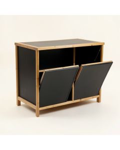 Spruce Arc Freestanding Pull-Out Hamper Cabinet - Black (synthetic illustration; no displayed measurements)