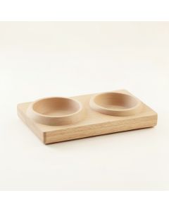 Hazel Bluff Pet Feeding Stand With Two Plain Empty Bowls - Beige (synthetic illustration; no displayed measurements)