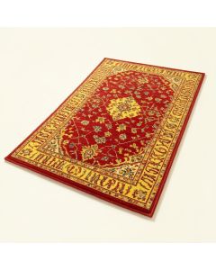 Aletha Machine Made Power Loom Wool And Polyester Red/Yellow Area Rug (synthetic illustration; no displayed measurements)