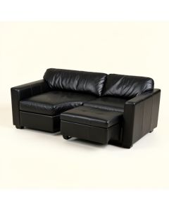 96 '' Wide Faux Leather Sofa & Chaise With Ottoman (synthetic illustration; no displayed measurements)