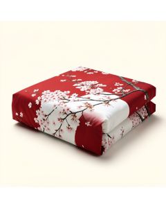 Traditional House Japanese Cherry Blossom Sakura Branch Made With Brush Artsy Image Duvet Cover Set (synthetic illustration; no displayed measurements)