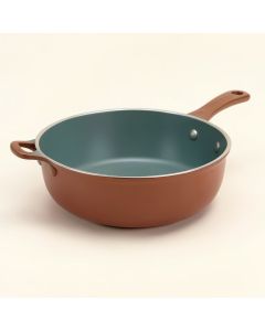 Ayesha Home Collection Porcelain Enamel Nonstick Chef Pan With Pour Spouts , 9.75-Inch (synthetic illustration; no displayed measurements)