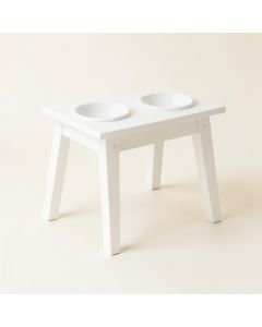 Willow Dell Pet Feeding Stand With Two Plain Empty Bowls - White (synthetic illustration; no displayed measurements)