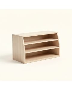 Harbor Arc Low Bookcase - Beige (synthetic illustration; no displayed measurements)