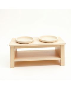 Ridge Bluff Pet Feeding Stand With Two Plain Empty Bowls - Ivory (synthetic illustration; no displayed measurements)
