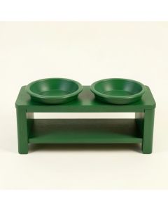 Cove Bluff Pet Feeding Stand With Two Plain Empty Bowls - Green (synthetic illustration; no displayed measurements)