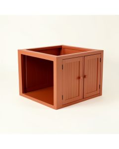 Oak Crossing Empty Furniture-Style Litter Enclosure - Terracotta (synthetic illustration; no displayed measurements)