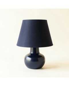 Maple Arc Table Lamp With A Plain Fabric Shade - Navy (synthetic illustration; no displayed measurements)