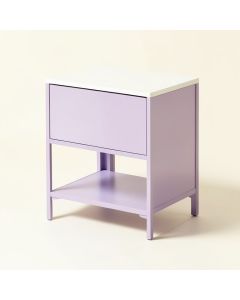 Valleystone Metal Nightstand In White/Light Purple (synthetic illustration; no displayed measurements)
