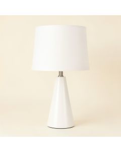Ash Arc Table Lamp With A Plain Fabric Shade (synthetic illustration; no displayed measurements)