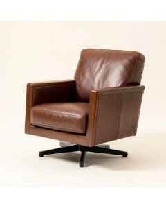 Landa 30 '' Wide Leather Match Swivel Armchair (synthetic illustration; no displayed measurements)
