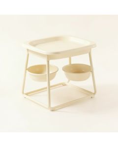 Aspen Falls Pet Feeding Stand With Two Plain Empty Bowls - Ivory (synthetic illustration; no displayed measurements)