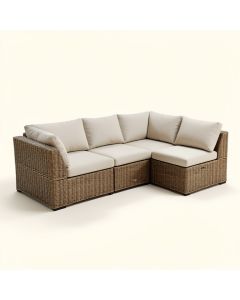Ginae 112.59 '' Wide Symmetrical Patio Sectional With Cushions (synthetic illustration; no displayed measurements)