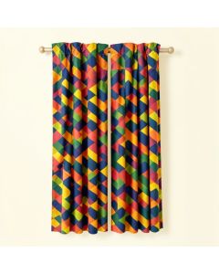 Colorful Geometric Room Darkening Rod Pocket Curtain Panels (synthetic illustration; no displayed measurements)