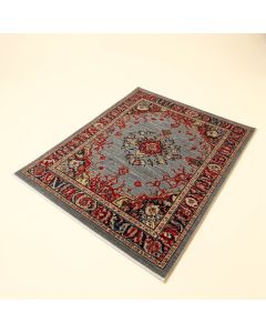 Oriental Machiine Made Power Loom Wool And Polyester Gray/Red/Blue Area Rug (synthetic illustration; no displayed measurements)
