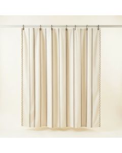 Dune Dell Shower Curtain Hanging Flat From A Plain Rod - Ivory (synthetic illustration; no displayed measurements)