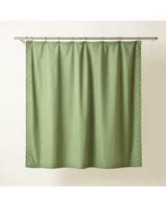 Juniper Dale Shower Curtain Hanging Flat From A Plain Rod - Green (synthetic illustration; no displayed measurements)