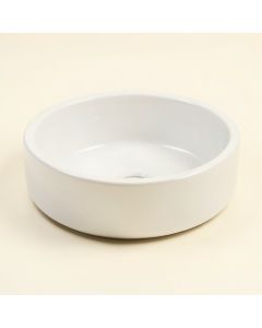 White Ceramic Circular Vessel Bathroom Sink (synthetic illustration; no displayed measurements)