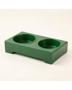 Cliff Branch Pet Feeding Stand With Two Plain Empty Bowls - Green (synthetic illustration; no displayed measurements)