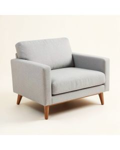 Northstate Mid-Century Modern Light Grey Fabric Upholstered Loveseat (synthetic illustration; no displayed measurements)