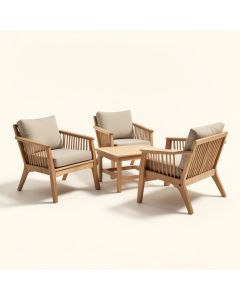 Nathan 5 Piece Teak Multiple Chairs Seating Group With Cushions (synthetic illustration; no displayed measurements)