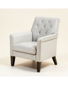 Josef Tufted Upholstered Arm Chair In White/Grey (synthetic illustration; no displayed measurements)