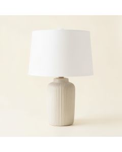 Clay Bend Table Lamp With A Plain Fabric Shade - White (synthetic illustration; no displayed measurements)