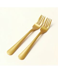Golden Secrets Gold Plastic Disposable Forks (synthetic illustration; no displayed measurements)