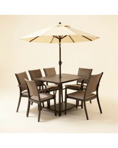Kaitlynn Bistro Set With Umbrella (synthetic illustration; no displayed measurements)