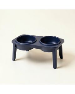 Reed Brook Pet Feeding Stand With Two Plain Empty Bowls - Navy (synthetic illustration; no displayed measurements)