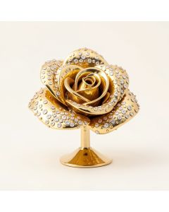 24K Gold Plated Crystal Studded 10 Piece Rose Sculpture (synthetic illustration; no displayed measurements)